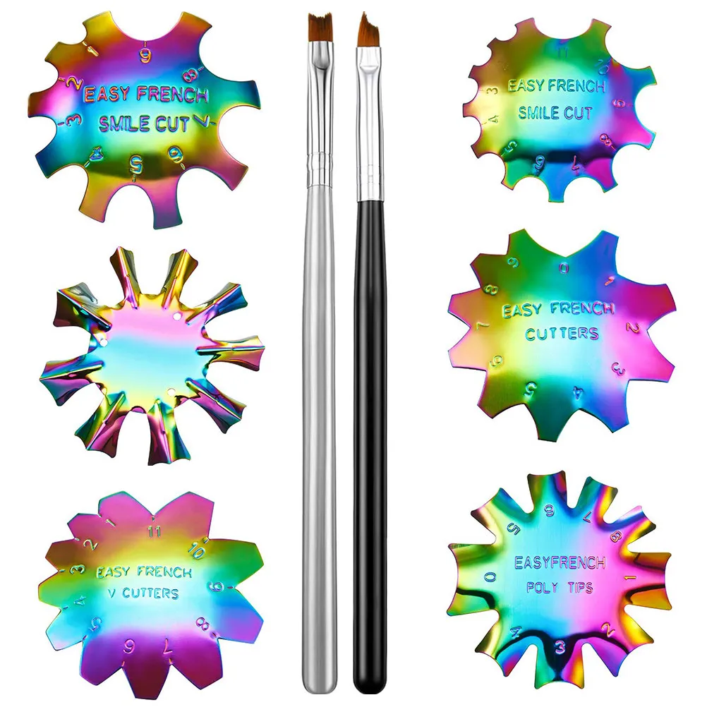 Stainless Steel Nail Art Template Kit Rust Proof French Manicure Guide Plates for DIY Salon Beginners