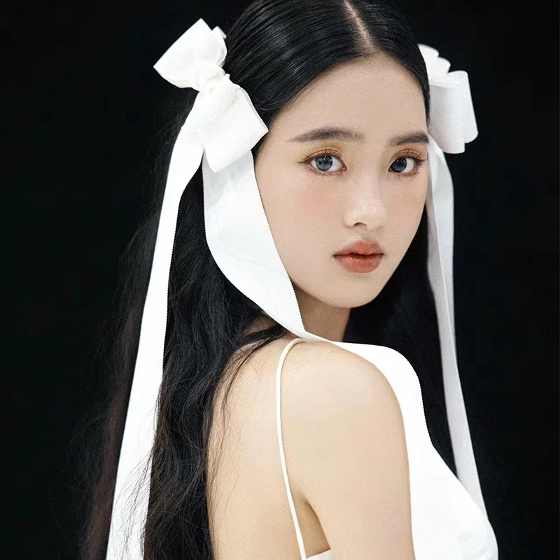

New Bridal Headwear Long Ribbon Bow Hair Accessories Shooting Props Wedding Dress Accessories