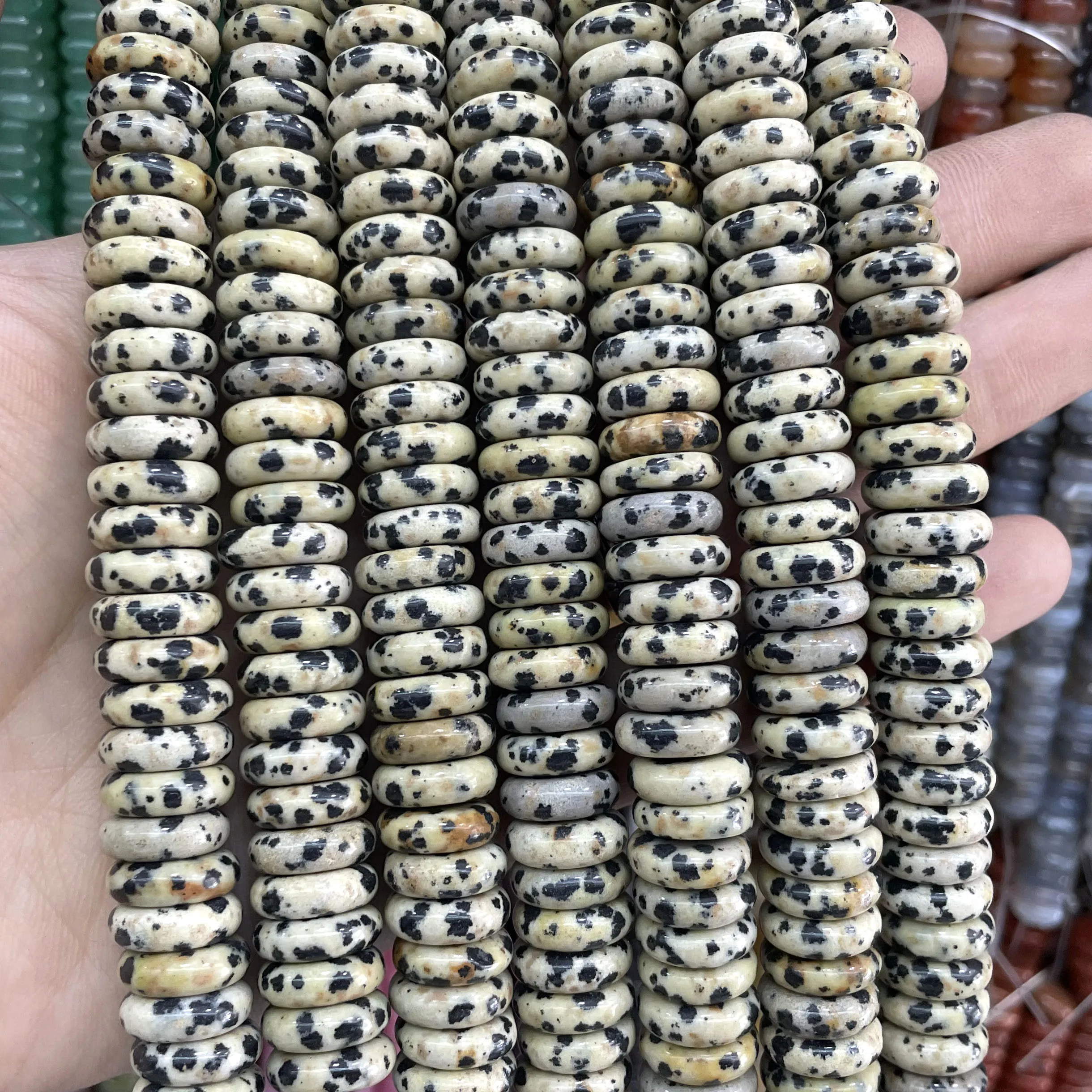 4X12MM Naturstein Rondelle 7 Chakra Quarz Jaspis Achate Flache Runde Spacer Perlen Für Schmuck Machen DIY armband Zubehör – Detail 17