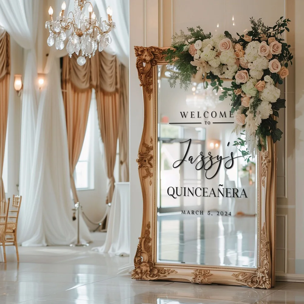 Custom Welcome To Quinceanera Entry Vinyl Wall Decal Sticker Birthday Sweet Sixteen Wall Sticker Birthday Party Sign Decals S285