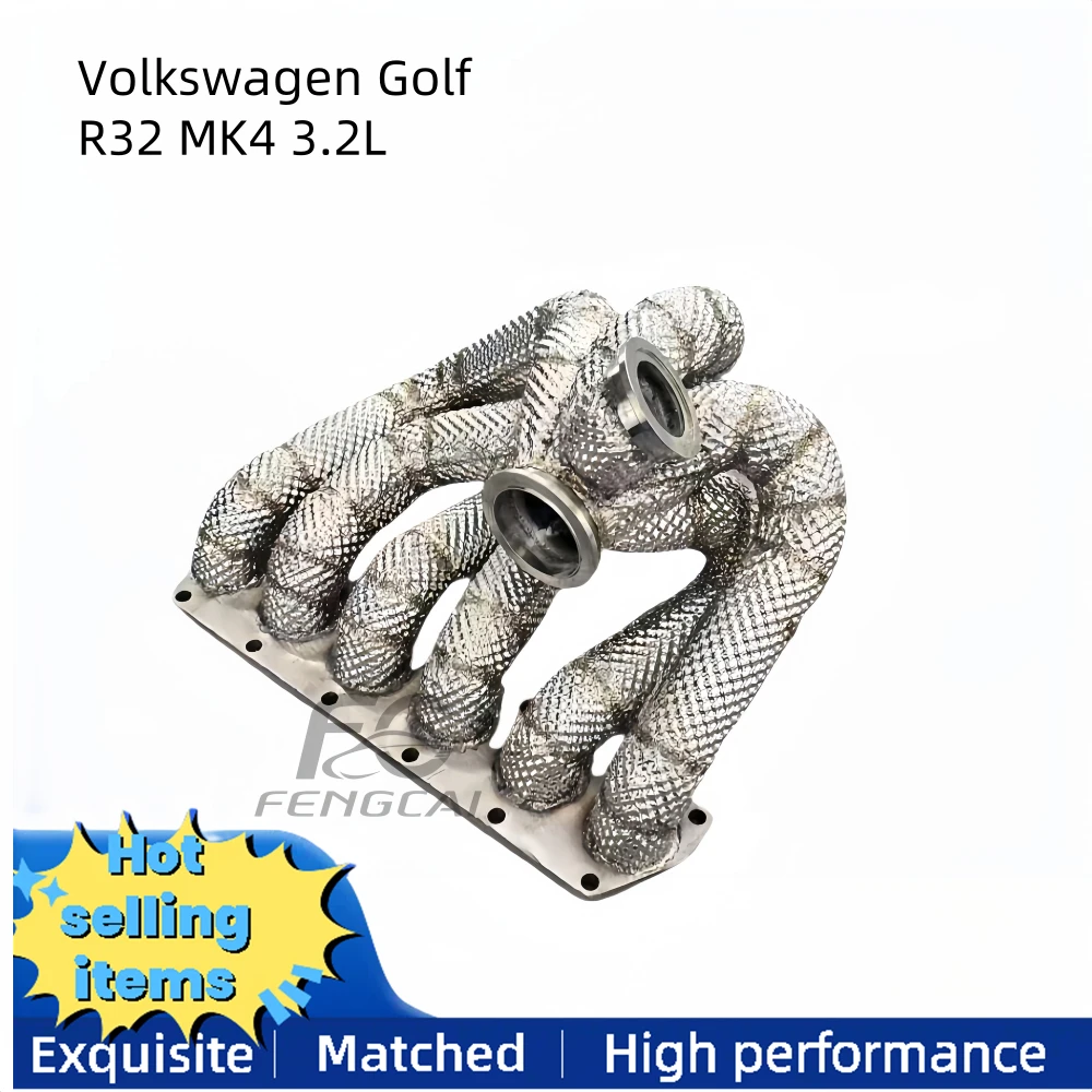 

Выпускной коллектор с высоким потоком для Volkswagen Golf R32 MK4 3,2 л, выхлопные трубы из нержавеющей стали, каталитический преобразователь с теплозащитным экраном