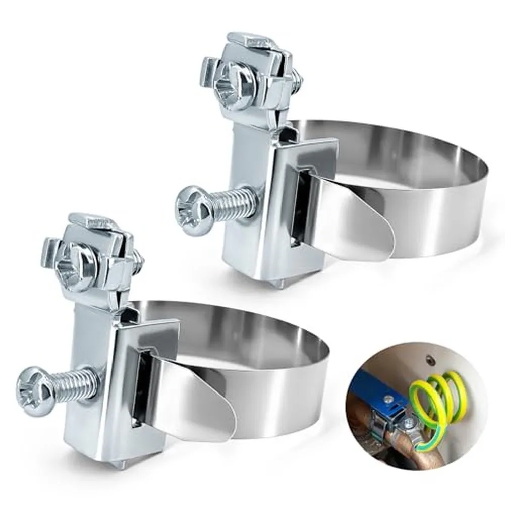 2pcs Grounding Clips for Pipe Diameters 8mm to 52mm Used in Protection Systems and Grounding Strip Installation