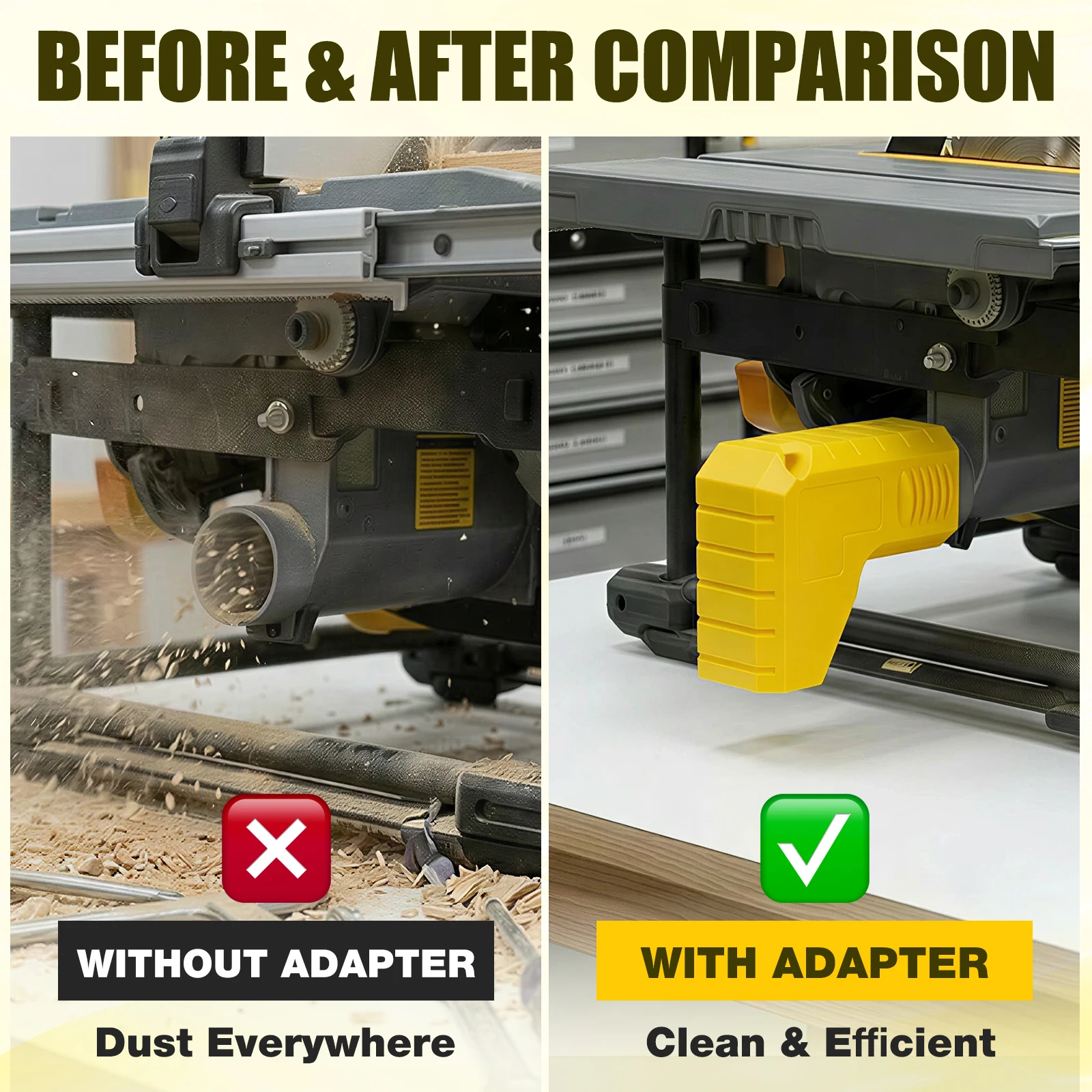Table Saw Dust Collector 2.05 Inch Adapter For Miter Saw DW745 Gravity Bucket Elbow Woodworking Shop Vac Vacuum Hose Alternative view 3