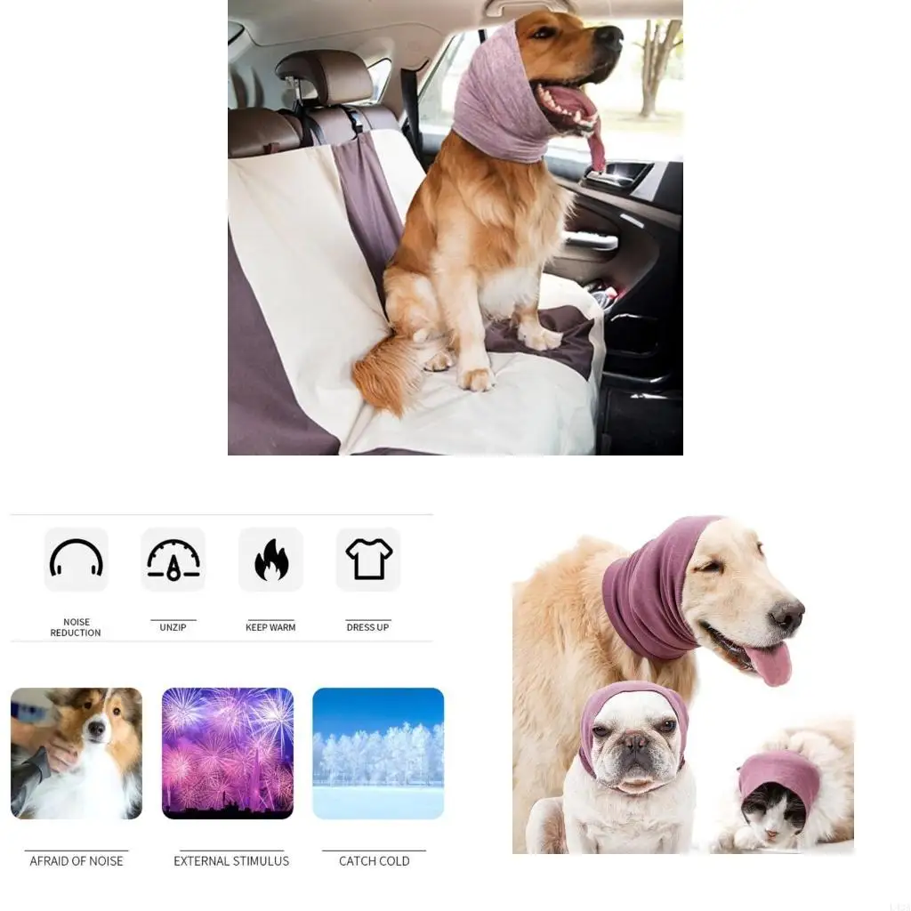 L43A Dog Snood Dogs Neck and Ears Warmer Winter Calming Ear Cover Noise Protections
