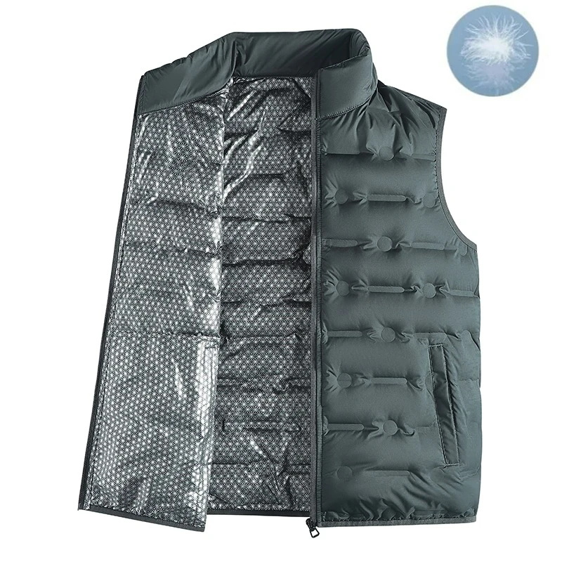 

Men Winter New White Duck Down Vest Men Warm Windproof Stand Collar Sleeveless Vest Men Ultralight Waterproof Waistcoat Male