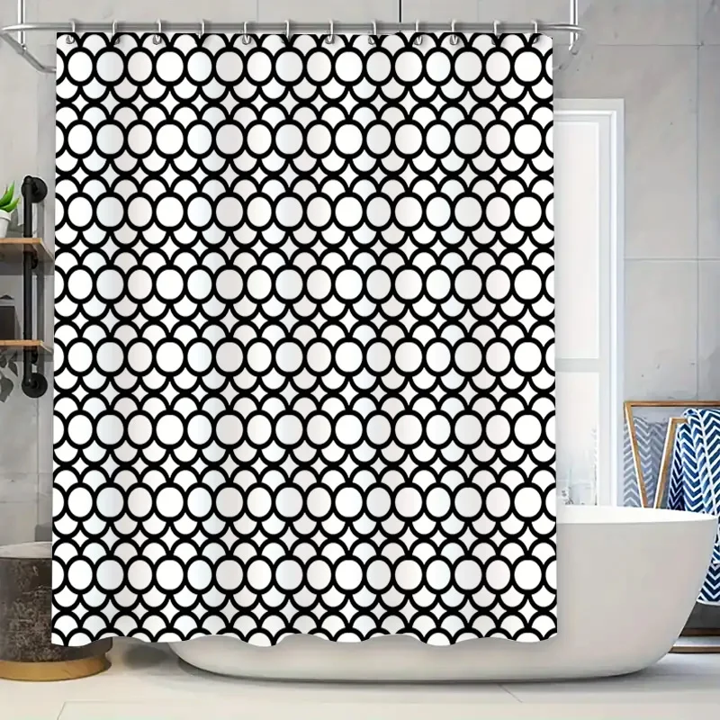 

Modern Retro White Black Bathroom Shower Curtain with Circle Pattern High Quality Home Decor in 38x72in or other sizes!