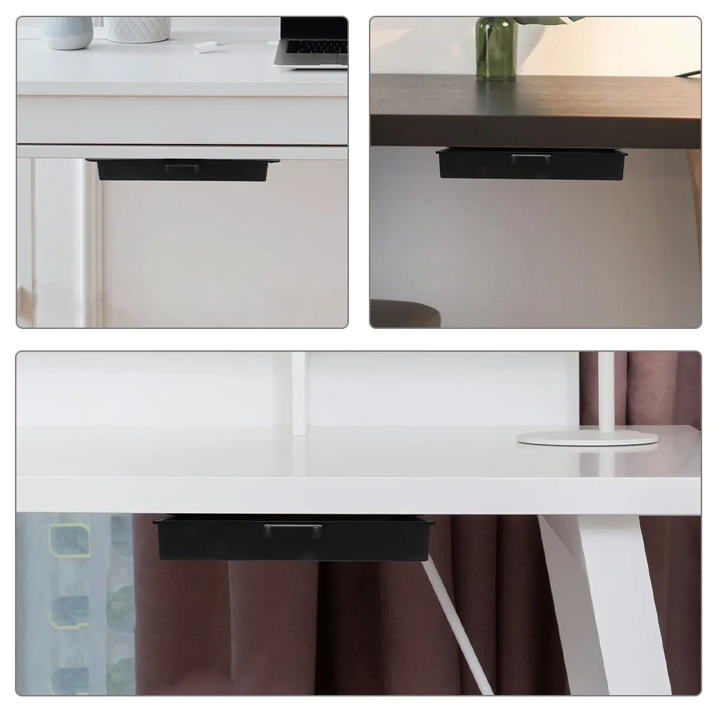 2Pcs Adhesive Storage Drawer Organizer Under Desk Slide Out Mount Hidden No Drill Easy Install Sturdy Office Home