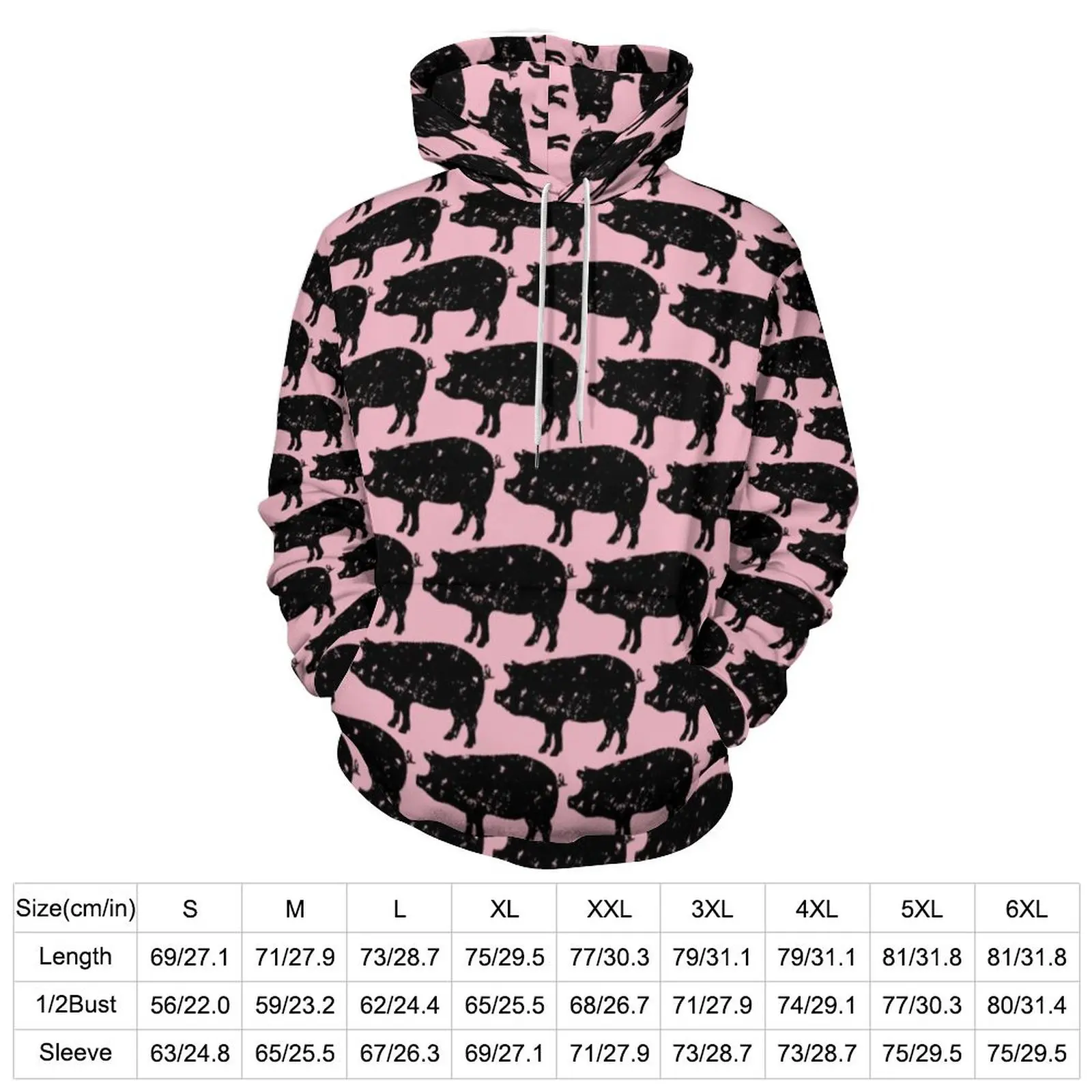 Animal Farm Print Hoodies Cute Pink Pig Harajuku Oversize Hoodie Women Long Sleeve Trendy Custom Casual Sweatshirts