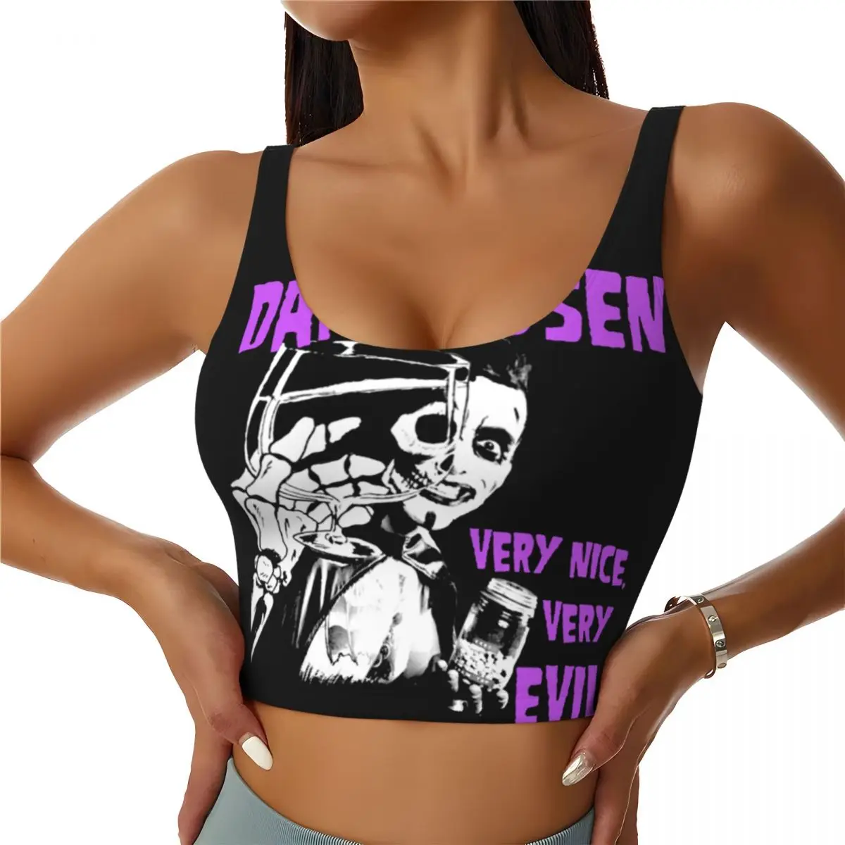 Custom Misfits Horror Punk Rock Band Sports Bra Women High Impact Workout Yoga Crop Top