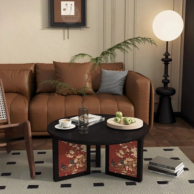 

Гостиная, бытовой круглый журнальный столик из цельного дерева, подвижный чайный столик