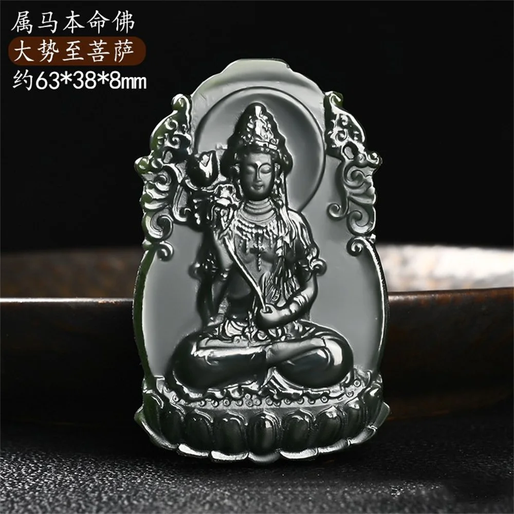 الطبيعية Hetian الأخضر اليشم ثمانية الآلهة الحارس زودياك بوذا على الوجهين محفورة قلادة عالية الجودة مجوهرات الأزياء الفاخرة #1