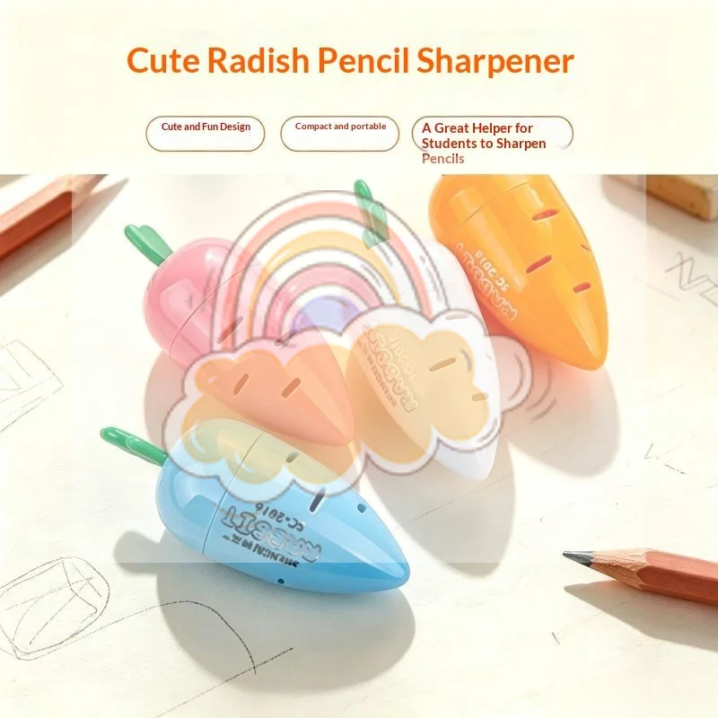 3 Pcs Cute Carrot Pineapple Pencil Sharpener With Eraser Pencils School Office Supplies Student Decoration Stationery