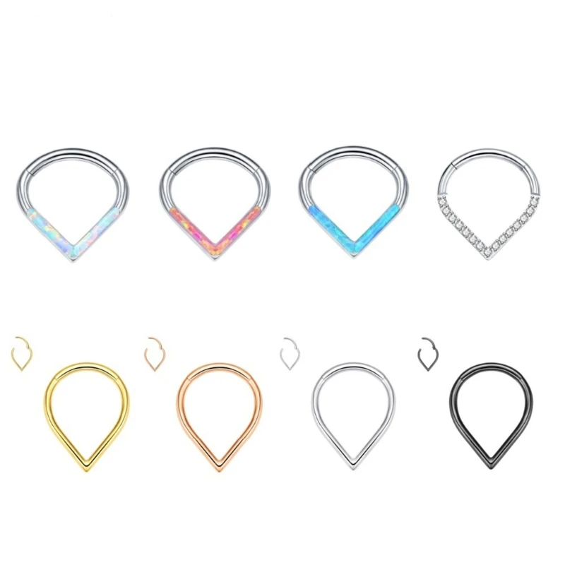 Elegant Teardrop Titaniums Steel Nose Hoop Quick Insert Fashion Piercing Jewelry Dropship