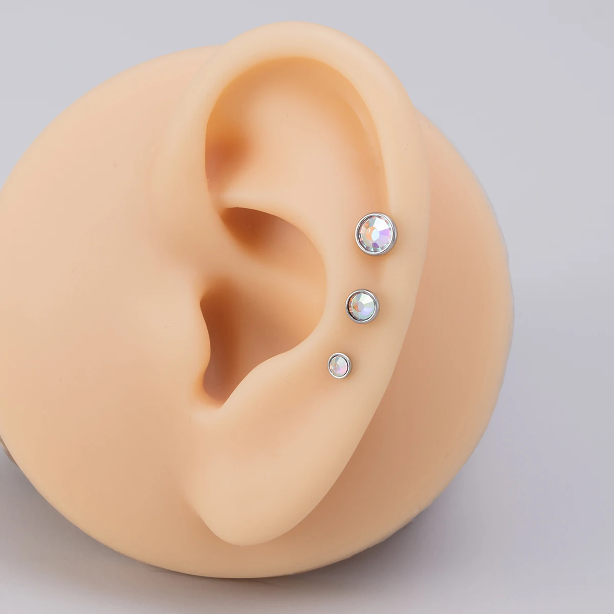 3Pcs 3/4/5mm CZ Crystal Top Cartilage Helix Stud Piercing Earring for Women Men Stainless Steel Tiny Piercing Stud Earrings 16G