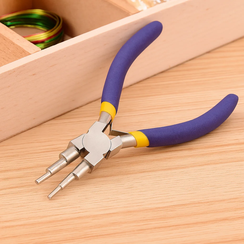 6-in-1 Carbon Steel Round Nose Jewelry Pliers, Multi-Function DIY Tool for Earring Hooks, Bracelet, Necklace Repair and Craft image 4