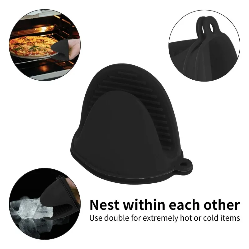 2PCS Thick Silicone Oven Gloves Heat Resistant Anti-Scald Gloves for Cooking Pinch Grips Pot Holder Silicone Kitchen Accessories