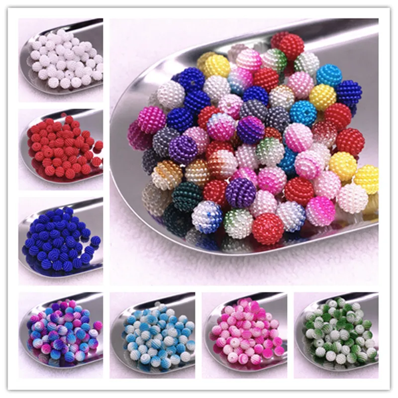 30pcs/lot 10mm Round Acrylic Bayberry Beads Fit Europe Beads For Jewelry Making DIY Hair/Bracelet  Headwear Accessories