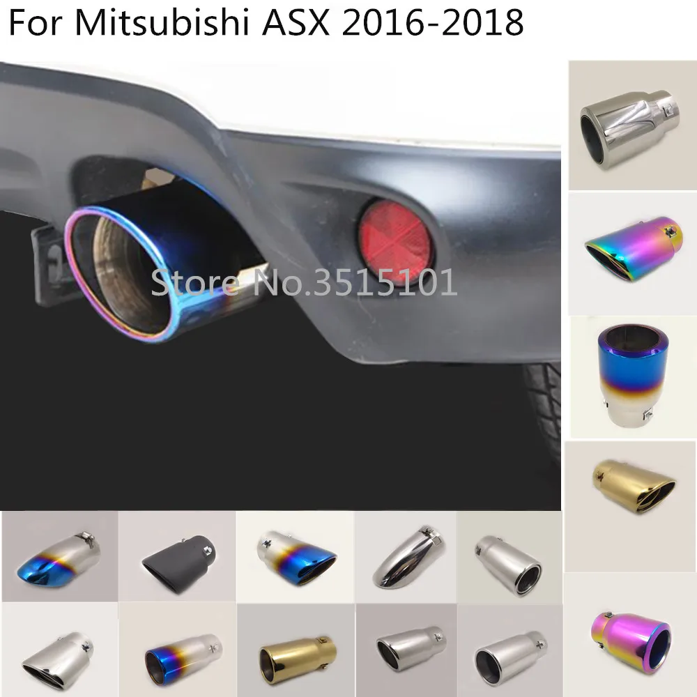 

Car Stainless Steel Cover Muffler End Stainless Steel Tail Pipe Dedicate Outlet Exhaust 1pcs For Mitsubishi ASX 2016 2017 2018
