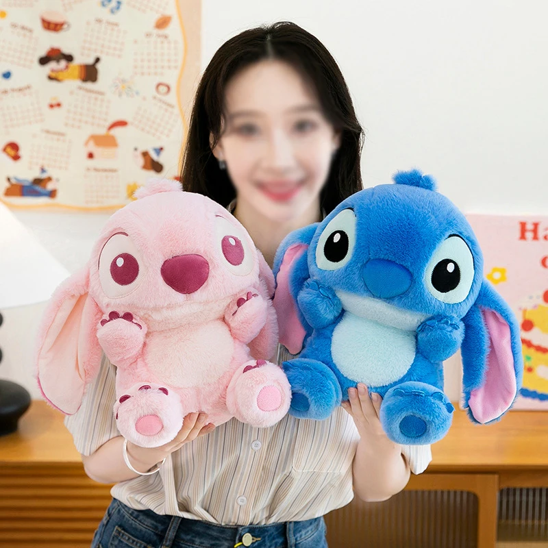 Juguete de peluche de Stitch de Disney, muñeco tímido de 28cm, bonito juguete de peluche, regalo de cumpleaños y Navidad, almohada para dormir suave y cómoda