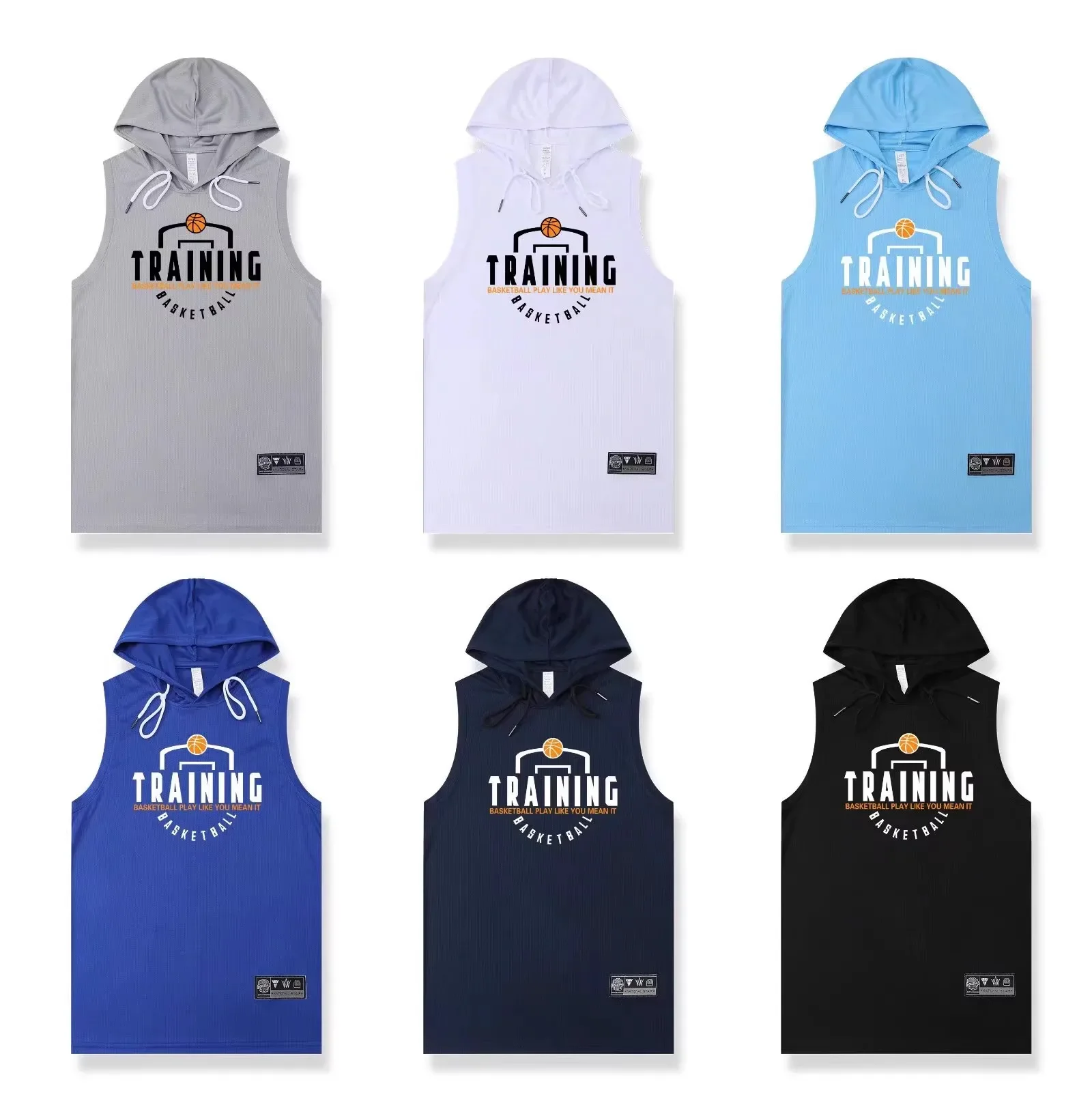 Basketball Hooded Vest Men American Shooting Uniform Training T-shirt Sports Quick-drying Loose Top Sleeveless Sweatshirt Run