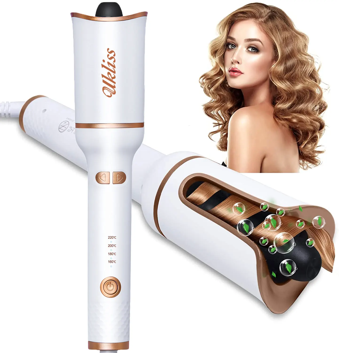 

UKLISS Curling Iron Automatic Hair Culer Adjustable 4 Temperatures Timed PTC Ceramic Rotating Curling Wand for Women Culer