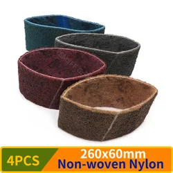 4PCS 260*60mm Non-woven Nylon Abrasive Sanding Belt 150-600Grit Very Coarse to Fine for Stainless Steel Metal Striping Deburring