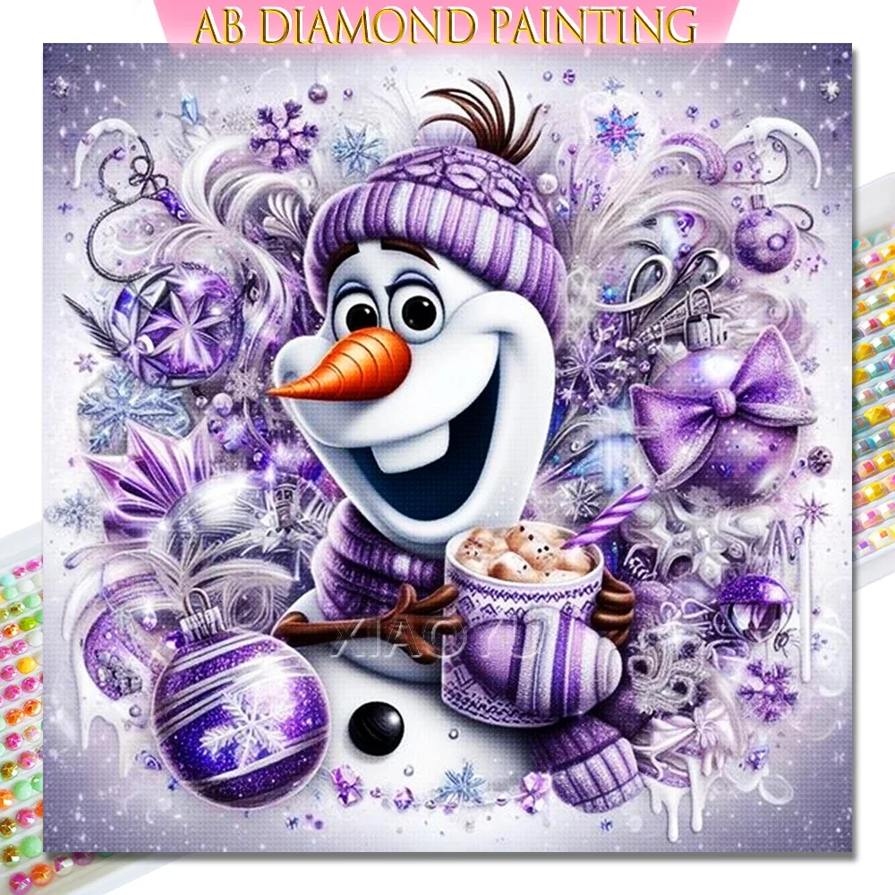 Diamond Painting Olaf Snowman Full Square Round Diamond Embroidery Disney Frozen Cartoon Mosaic Picture Art Christmas Home Decor