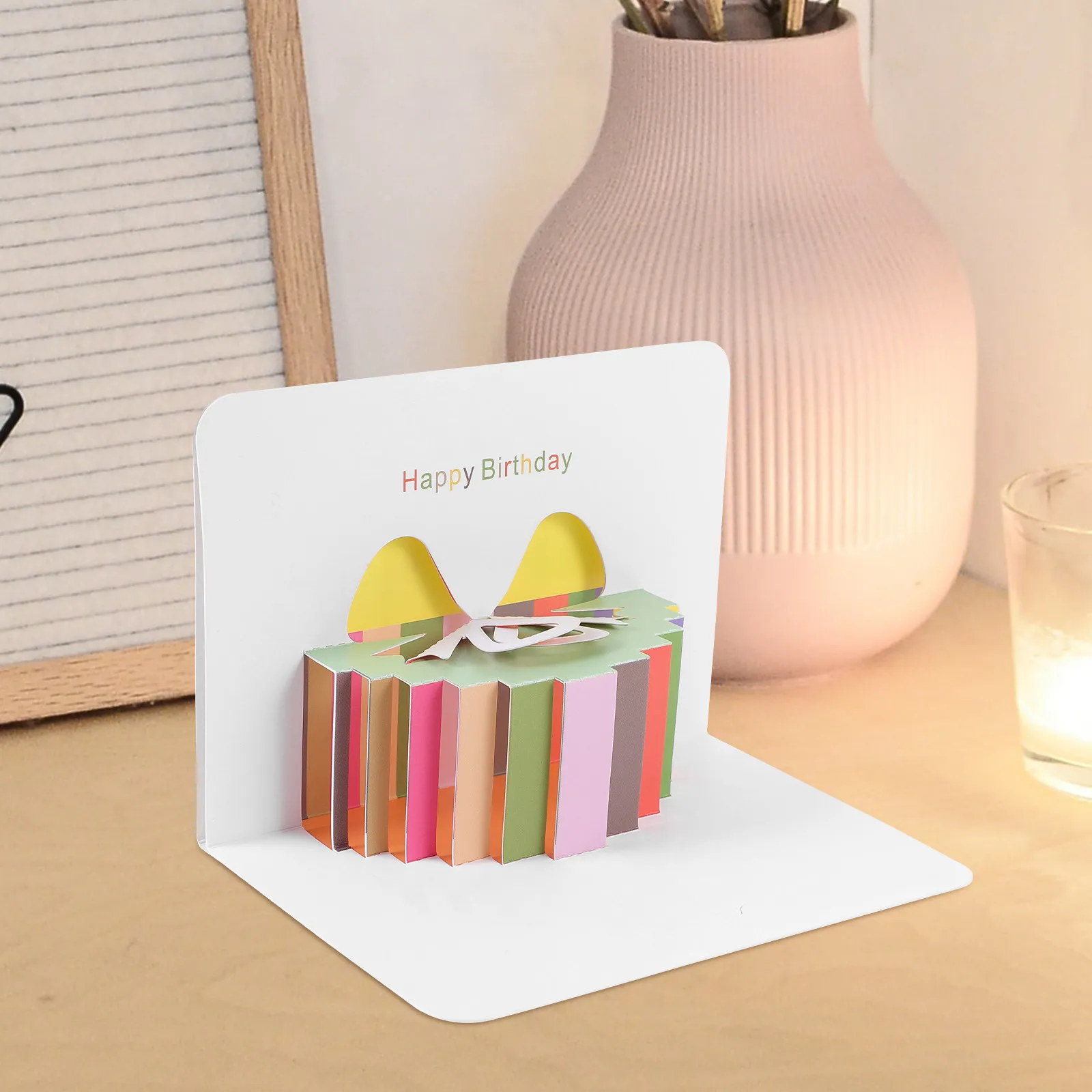 

Открытка на День Рождения 3D, бумажная, цветная, ручной работы, с пожеланиями, для детей и женщин, праздничные принадлежности, милая открытка-пожелание с тортом