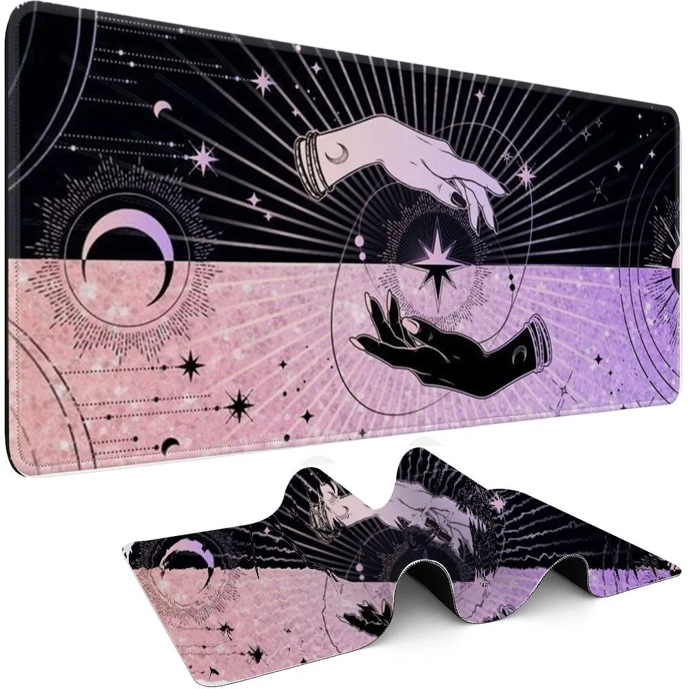 Game mouse pad, featuring a non-slip design, with mysterious hand, crescent moon and star patterns desk organizers and trays