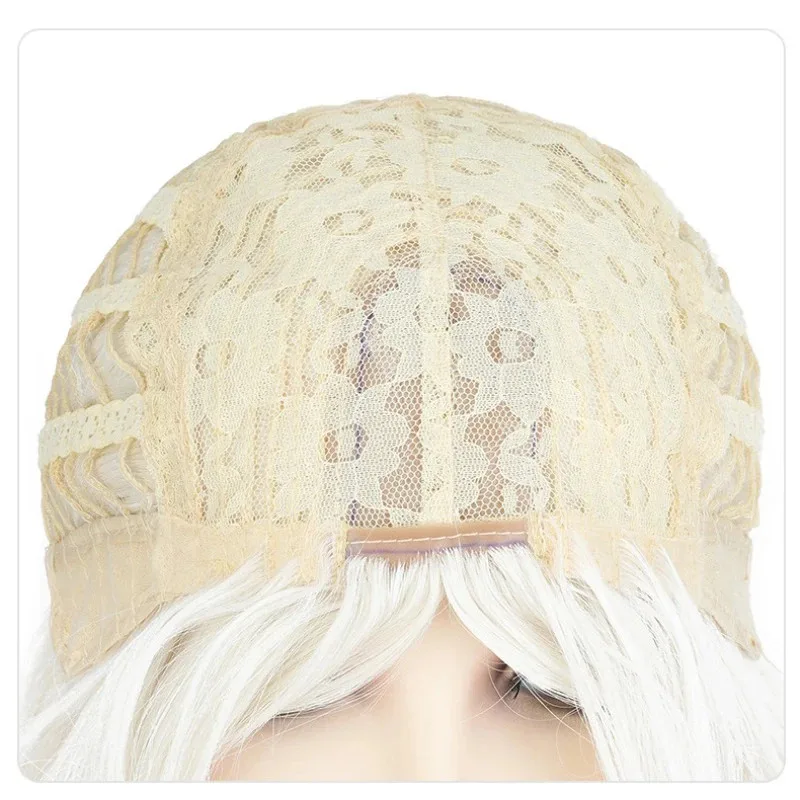 Weiße Königin Cosplay Perücke Halloween Alice im Wunderland 2-Spiegelabenteuer Lange lockige Perücke Anime Coser Süße Mädchenperücke Tägliche Party