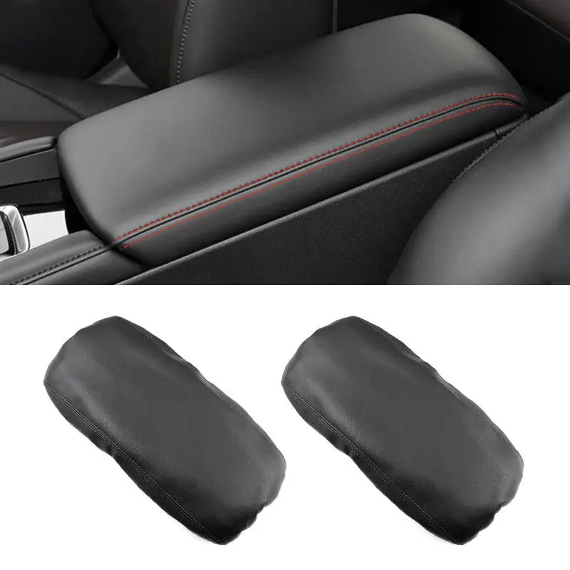 For Mazda 3 2019 2020 2021 Car Interior Center Console Lid Armrest Box Cover Black Microfiber Leather Protective Trim