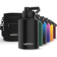 Watersy 64/128oz Insulated Water Bottle Large-capacity Stainless Steel Thermos with Lift Hands & Bag Outdoor Camping Family Trip