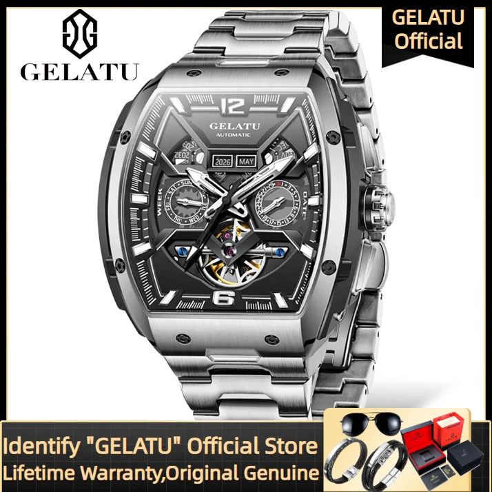GELATU 6013 Multi functional Dial Automatic Men's Watch Date Fashion Mechanical Men's Wristwatch