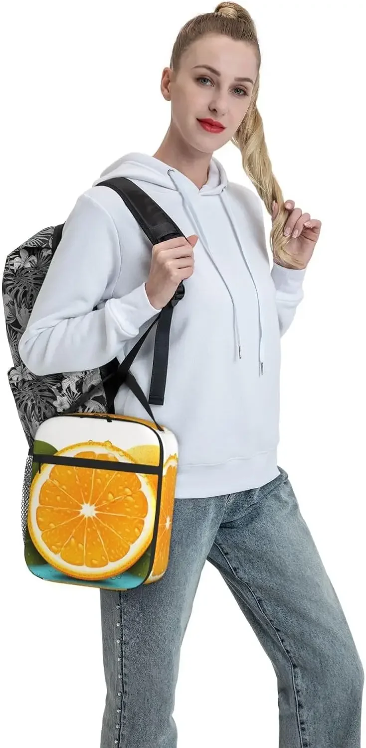 Bolsa de almuerzo con aislamiento divertido de fruta naranja fresca, bolsa de almuerzo impermeable, bolsa refrigeradora de almuerzo reutilizable para el trabajo, oficina, Picnic, viajes