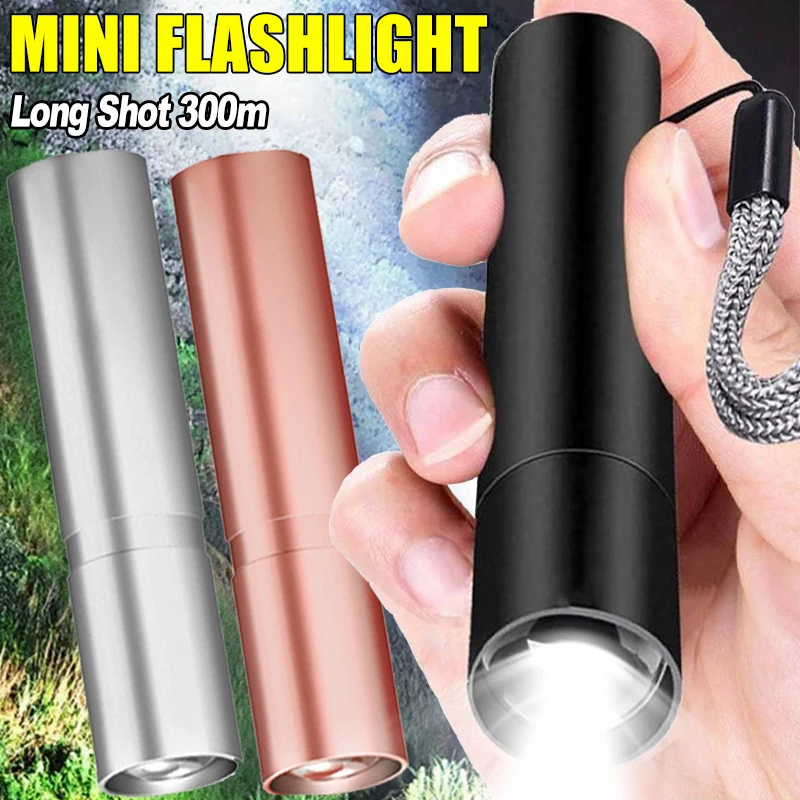 Aluminum Alloy Mini LED Flashlight USB Rechargeable Flashlights Portable Zoom Torch Light Outdoor Camping Waterproof Lighting