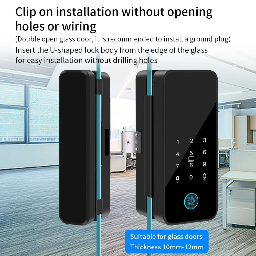 Multifunctional Smart Glass Door Lock Electronic Digit Biometric Fingerprint Tuya App Key Electric Smart Life Digital Door Lock