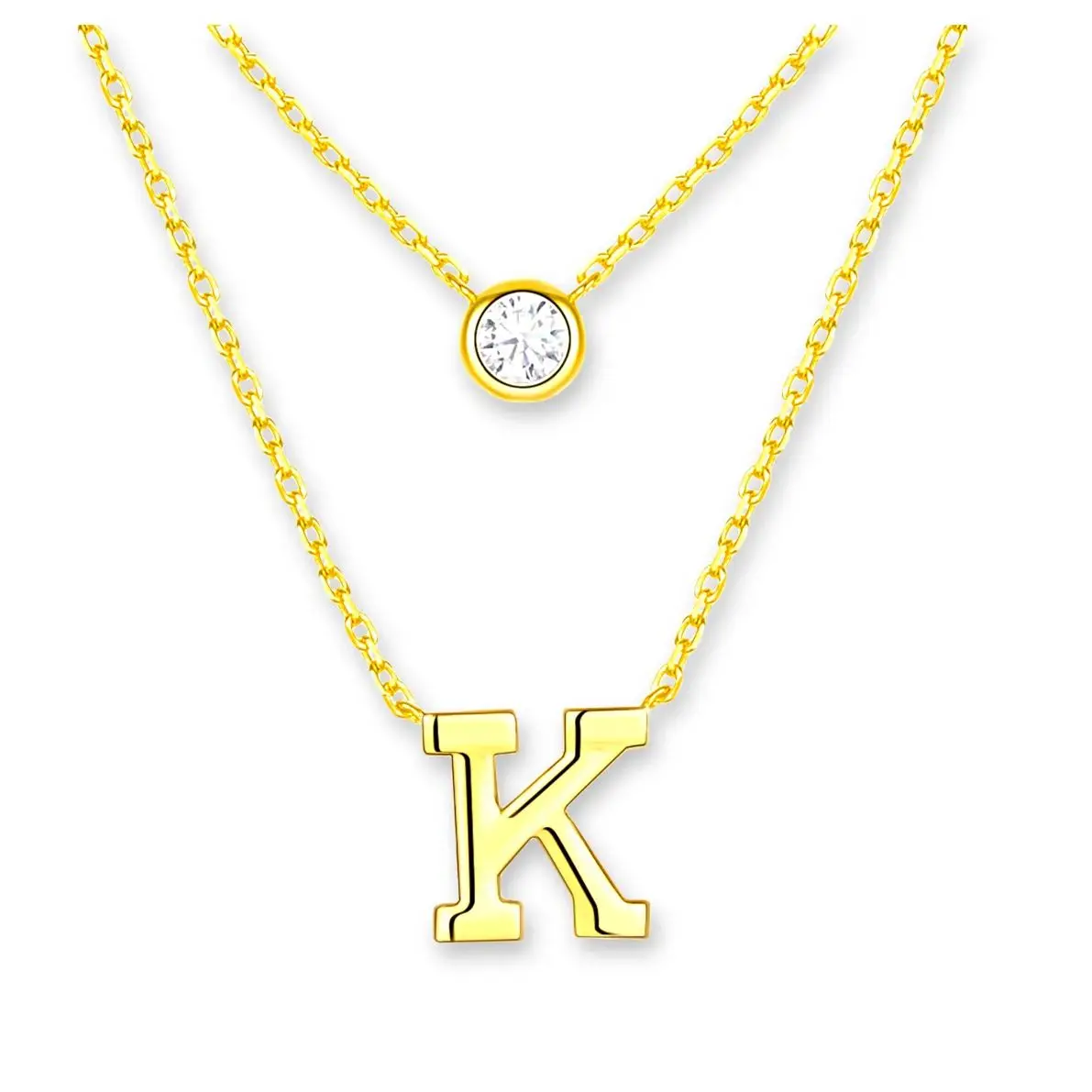 

Lab Grown Diamond-Double-layer Letter Link Chain, 26 Letters, 925 Sterling Silver Gold Plated Material-Criti Rora