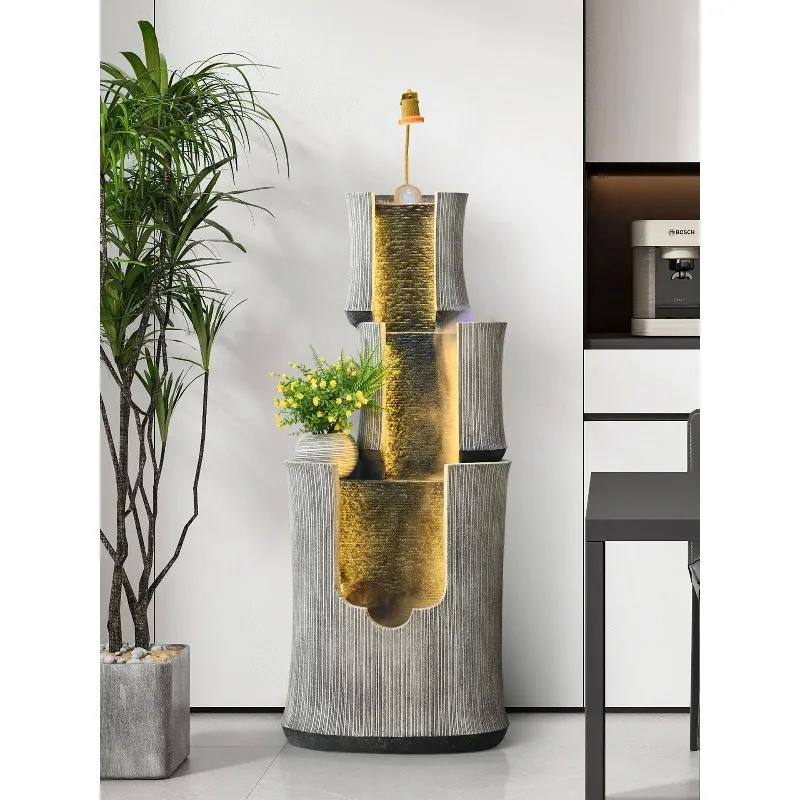 Minimalist European Water Fountain Stacked Flow Pond Decor for Hotel Reception Living Room Wealth Luck Gift