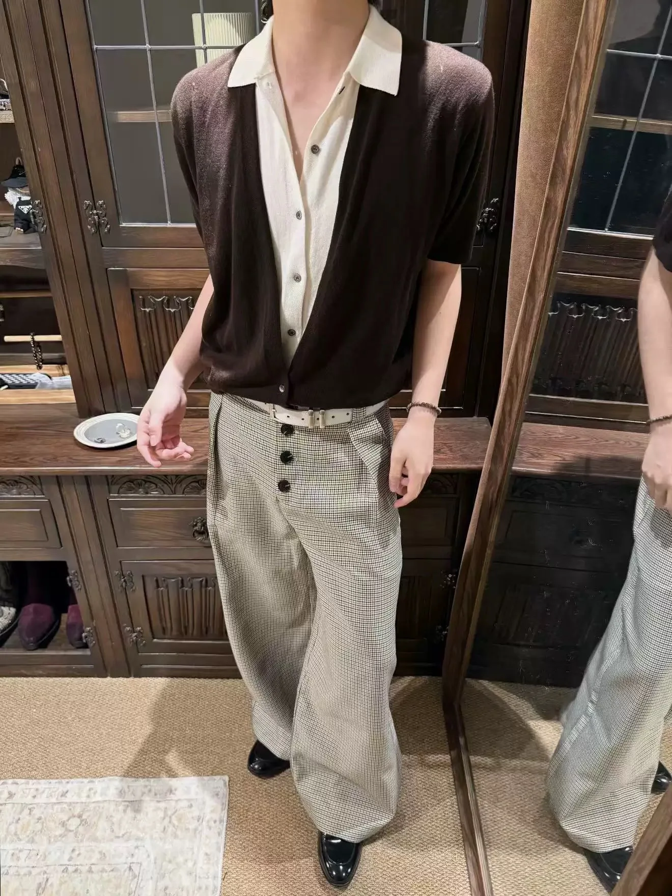 

Ultra-Fine Cashmere Blend Summer Knitted Short Sleeve T-Shirt Color Block Elegant Retro Style Casual Comfortable Breathable