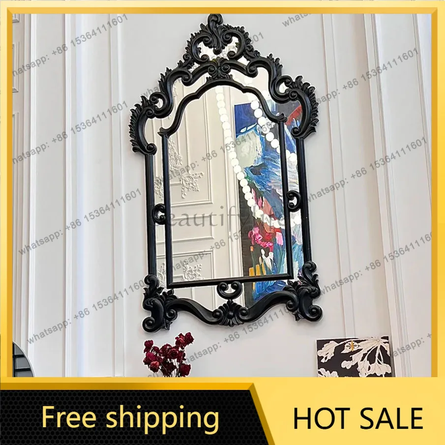 XX. French living room background wall fireplace decorative mirror American carved mirror