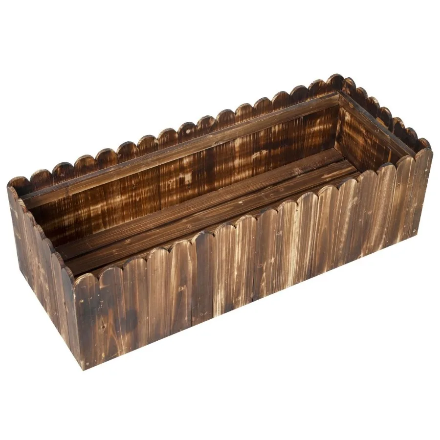 

Деревянный приподнятый ящик для растений 40 x 16 x 12 дюймов с волнистым краем