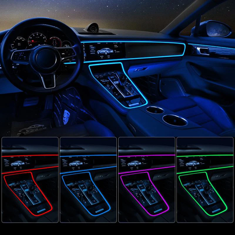 Uniform Glow 300CM Car Interior LED Decorative Lamp EL Wiring Neon Strip DIY Auto Ambient Light for Premium Auto Decor