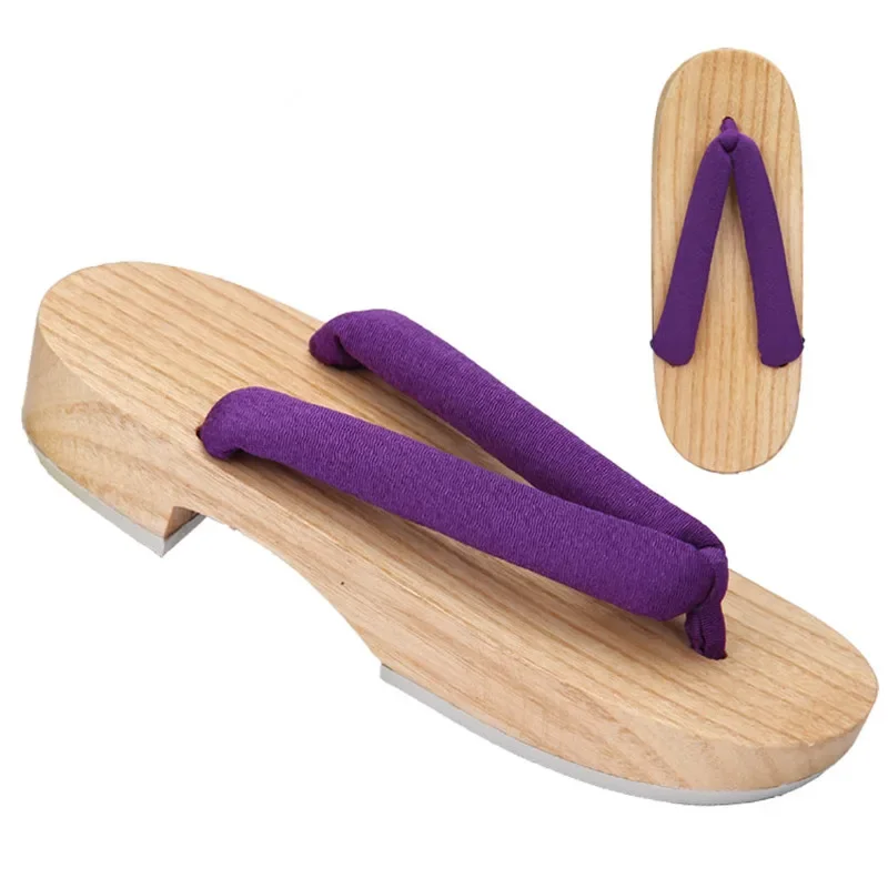 Women's Natural Color Wood Sandals Flat Heel Classic Japan Geta Summer Slippers Flip Flops Cosplay Shoes Casual Clogs