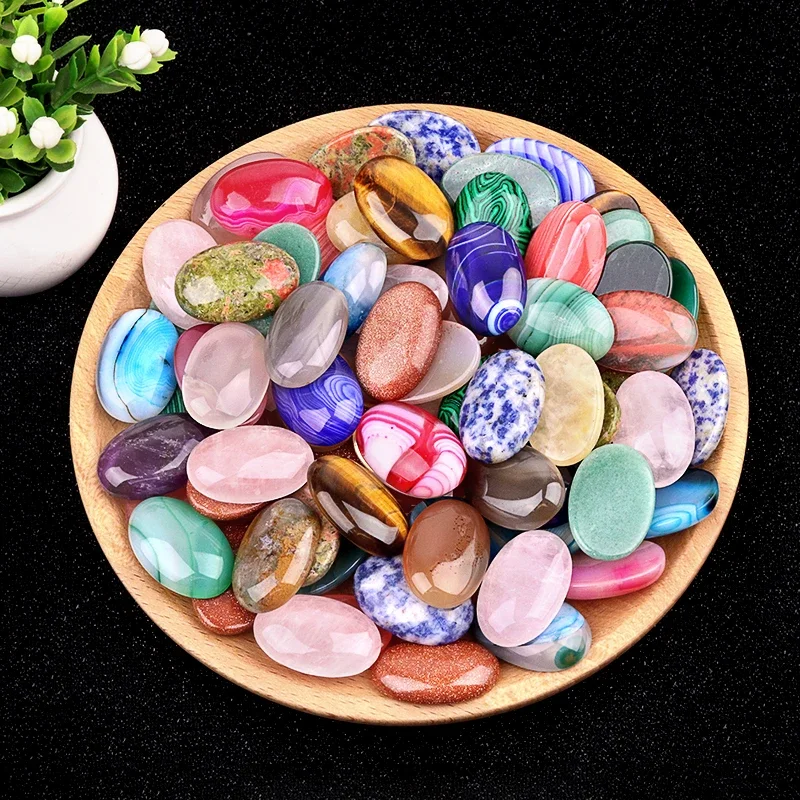 20x30 مللي متر كابوشون الحجر الطبيعي الخرز البيضاوي حجر خرز كريستالي لا شيء ثقب شقة عودة صنع المجوهرات خواتم القرط قلادة قلادة #5