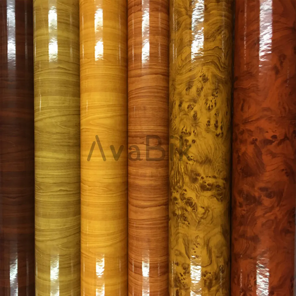 

Glossy wood textur Carbon Fiber Vinyl Wrap Car interior DIY Stickers Anti Scratch Accessories Cover Air Release Self-Adhesive