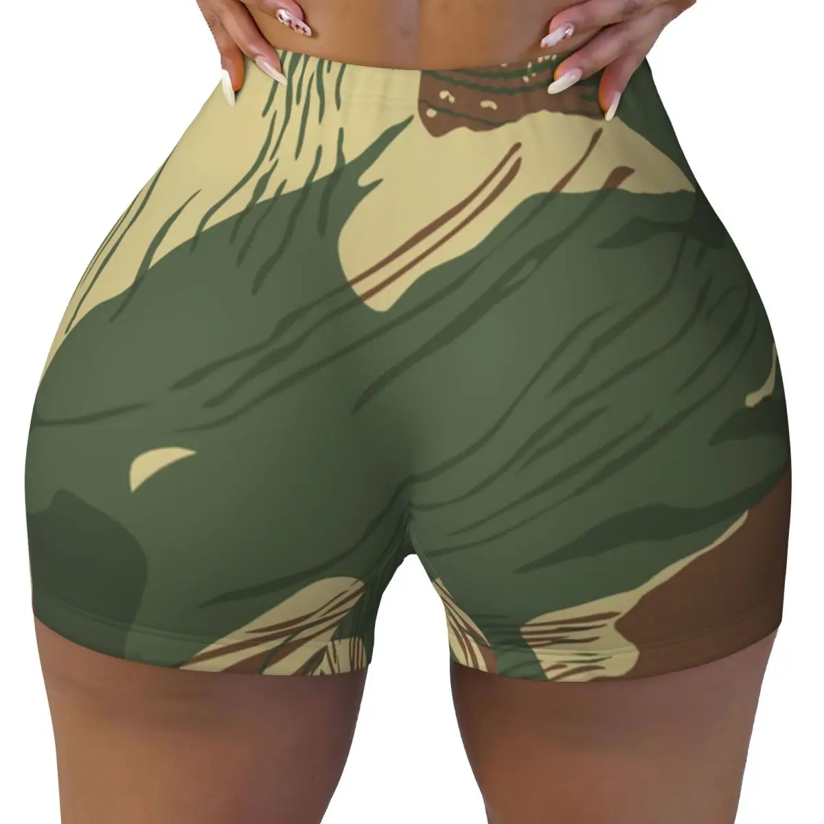 Custom Women Rhodesian War Camouflage Workout Yoga Shorts Military Camo Athletic Gym Volleyball Biker Shorts