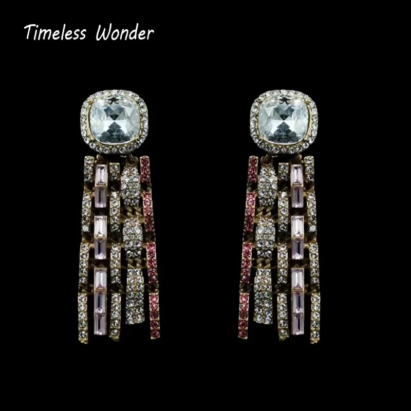 

Timeless Wonder Fancy Crystal Zircon Geo Pave Necklace Women Designer Jewelry Sweet Gift Rare Classy Set Vintage 1372