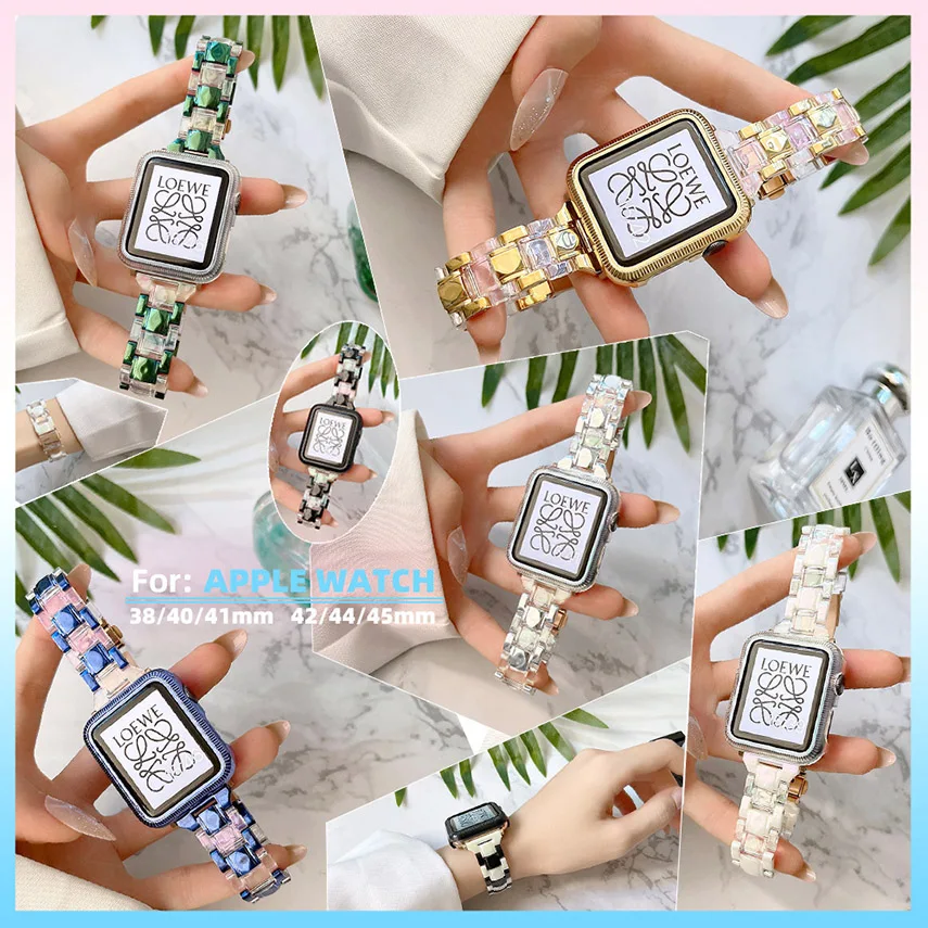 مناسبة لابل حزام ساعة اليد شفافة صغيرة الخصر iWatch7 لساعة أبل 8 مع قذيفة مزيج اللون السحري والمباراة