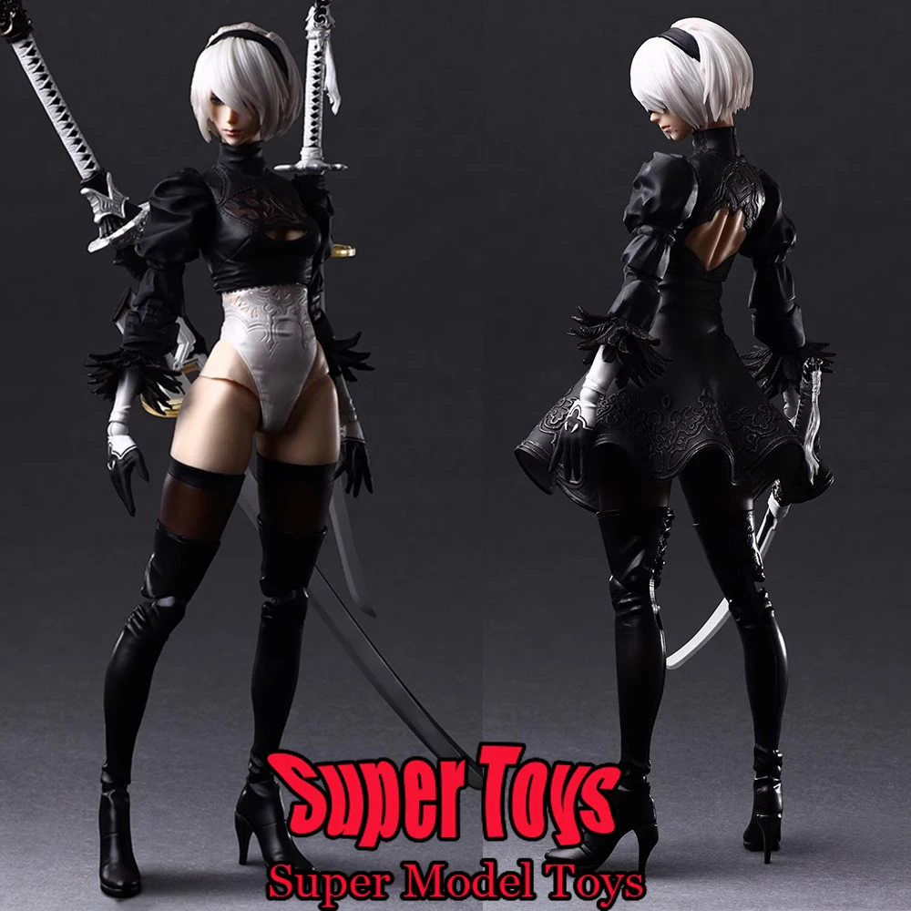 PLAY ARTS 1/6 Scale Female Soldier Nier Mechanical Era 2B DX Edition About 28cm Full Set 12-inches Action Figure Doll Gifts