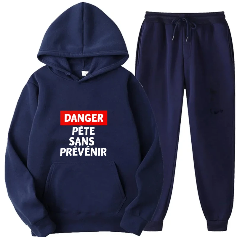 طقم هوديي أزرق كحلي Je M'en Fous أنا أتحدث كاتالونية مطبوعة البلوز والركض لباس غير رسمي للرجال والنساء #3